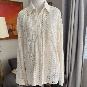 70’s inspired Lace Button-Up Blouse